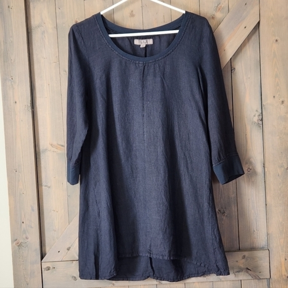 Flax 3/4 Sleeve Linen Tunic Top Size P 4-6